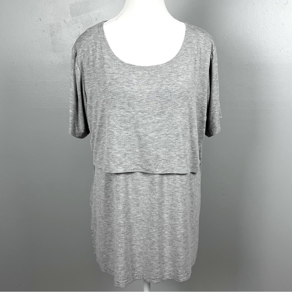 Smallshow modal spandex blend scoop neck heather gray nursing top, size XL.